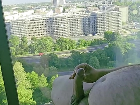 Masturbating by hotel window up nice wiew to Frankfurt asian boss gay sex videos