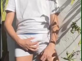 Twink self-pissing - wetting his white undies - male omorashi asian new viral well-pleased sex videos