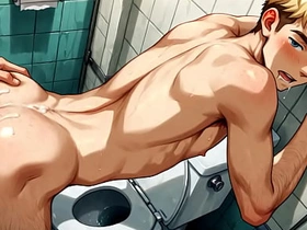 Yaoi - Blonde Twink sex in a toilet Pic Collection - Anime Manga Asian Japanese Game Gay Porn asian gay boyfriend sex videos
