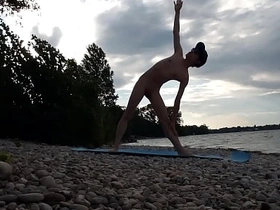 Slender nudist boy does yoga nude on a naturist beach. Naked yoga video by Jon Arteen gay porn model xxx asian gym gay sex videos