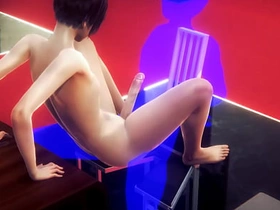 Yaoi Femboy - Twink footjob and fuck there a chair - Japanese Asian Manga Anime Cagoule Game Porn asian eminence gay sex videos